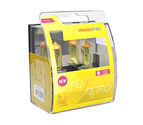 M-Tech ptzrt4 Powertec Retro H4 12 V Duo, Golden,Gold