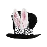 Easter Bunny Ear Top Hat White Rabbit Black Costume Plush Hat for Halloween Party Costumes