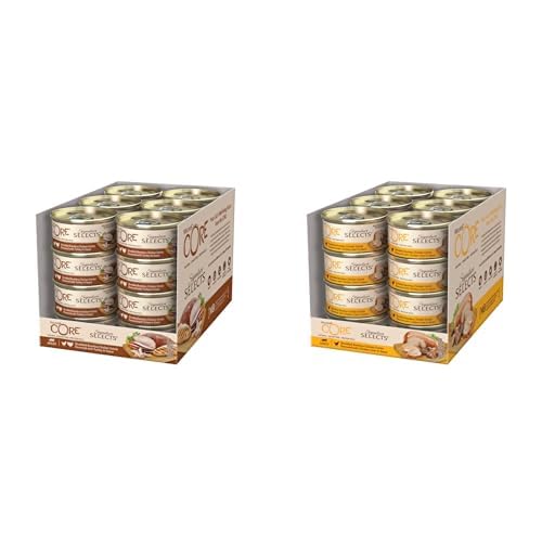 Wellness CORE Signature Selects Huhn-Bündel, 48 x 79g, Shredded Huhn & Pute & Hühnerleber, Premium Nassfutter für ausgewachsene Katzen in Brühe, ohne Zuckerzusatz, getreidefrei