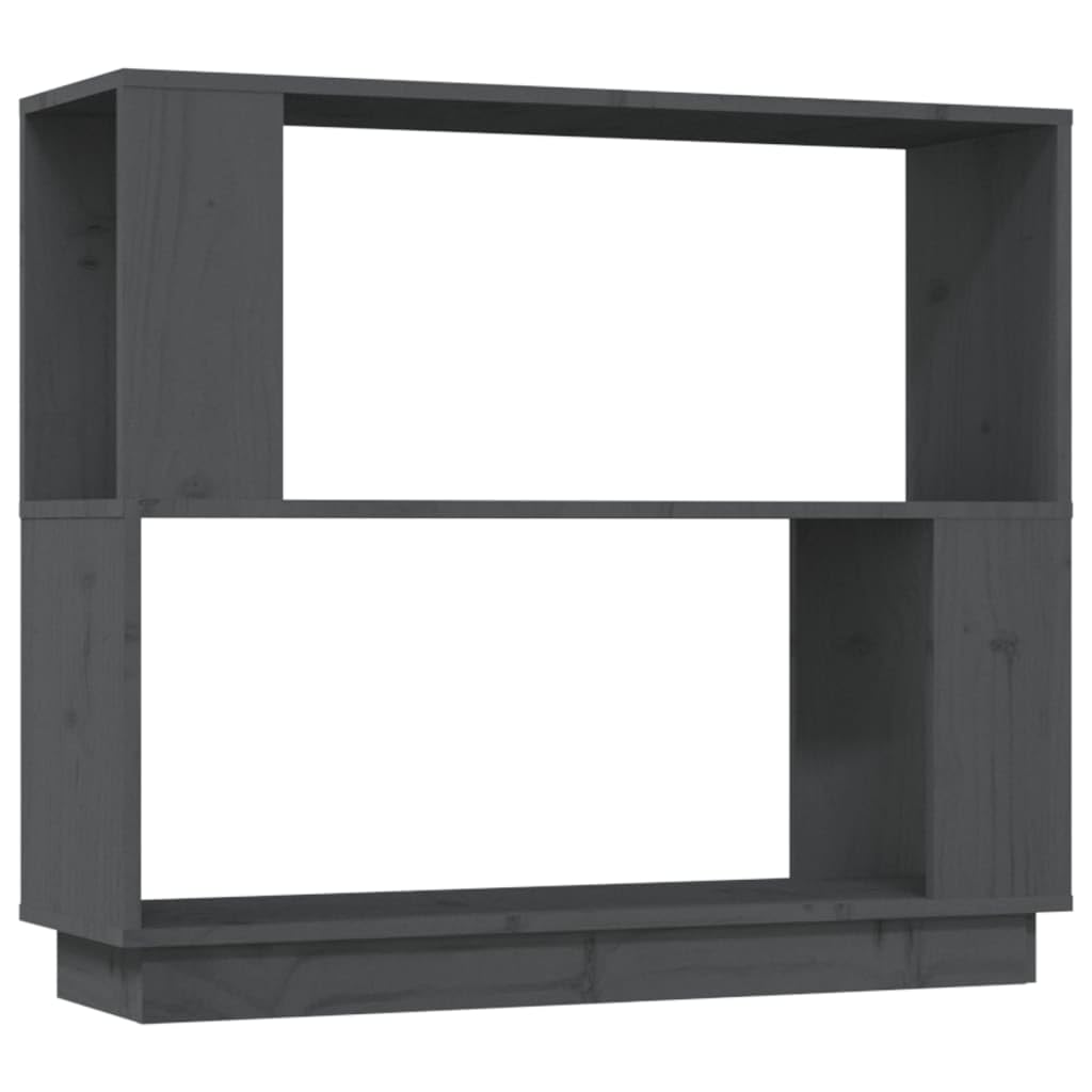 Libreria Divisorio Legno Massello Pino Grigio 80x25x70 cm | Scaffale bifacciale aperto per soggiorno e corridoio, organizza libri e oggetti con finitura in legno massello grigio.