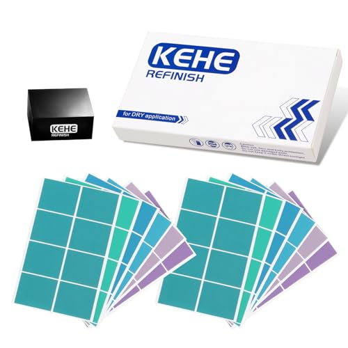 KEHE REFINISH Detailing Sandpaper Sheets & Handheld Block Kit for Nibs, Runs and Imperfections,K600,K800,K1200,K1500,K2000,K3000,12 Sheets