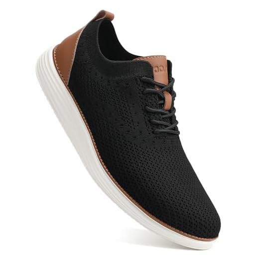 VILOCY Men's Dress Sneakers Oxfords Casual Business Shoes Lace Up Lightweight Walking Knit Mesh Fashion Sneakers Black,EU44