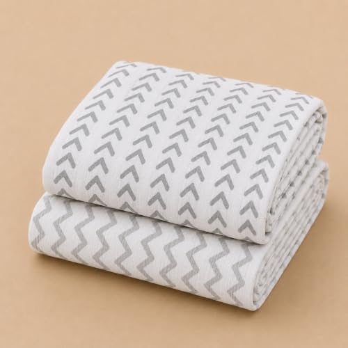 Image of 100% Cotton Muslin Baby Swaddle & Bath Towel, 120 x 120 cm (47 x 47 Inches), Soft & Breathable Newborn Baby Swaddle Wrap, Lightweight Cotton Baby Blanket, 0-18 Months, Zig Zag + Half Zig Zag, Set of 2
