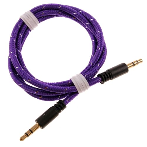 Cable auxiliar Jack 3.5mm trenzado púrpura 1 metro