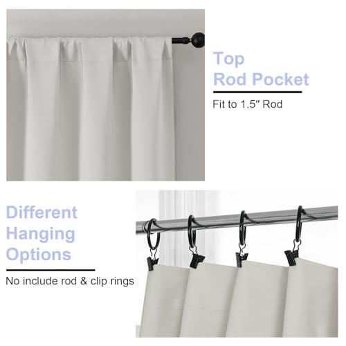 Image of Simplebrand Ava Natural Extra Long 10ft Curtains for Patio 120 Inches Long 2 Panels Set, Room Darkening Solid Thermal Insulated Energy Saving Rod Pocket Window Treatment Curtains Drapes, 50 Wx120 L