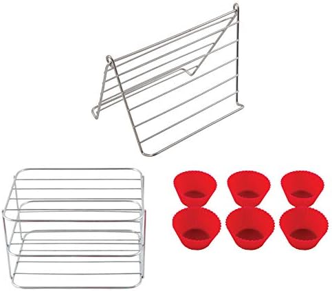 NUWAVE 6 QT Air Fryer Accessories 6 Silicone Egg Liners, a Stainless Steel Toaster Rack and a Stainless Steel Bacon Rack (Breakfast Kit)