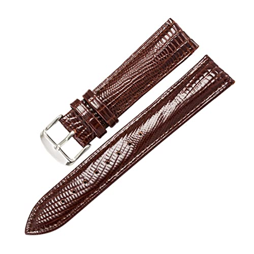 Correa de reloj de 14mm, 16mm, 20mm, 22mm, correas de cuero genuino, accesorios de reloj, correas de reloj con patrón de lagarto, Marrón, 18mm