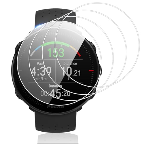 Vauki 4 Piezas Protector Pantalla para Polar Vantage M/Vantage V/Vantage M2 Cristal Templado,9H Dureza HD Transparente Ultra Resistent Antiarañazos Sin Burbujas Vidrio Templado Película