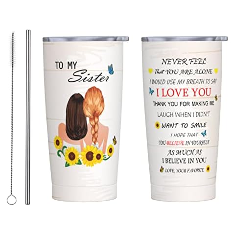 Docsckus Stainless Steel Travel Tumbler Cup, Insulated Coffee Mug 20oz To My Sister Cover