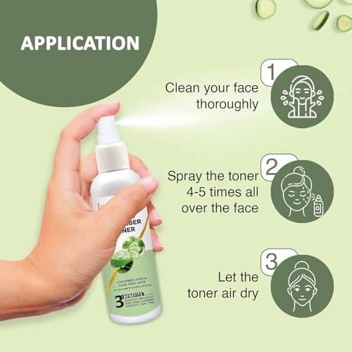 Image of Aryanveda Cucumber Toner with Aloe Vera & Cucumber Juice - Hydrating & Refreshing Face Toner for All Skin Types | Tightens Pores & Soothes Skin | 100ml (Pack of 2)