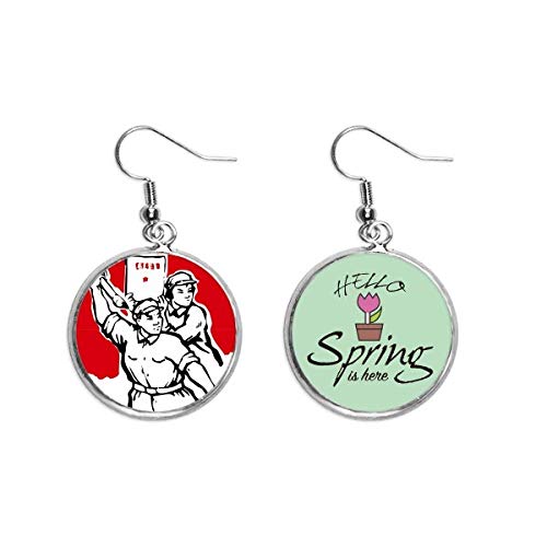Pendientes de periódico comunista rojo joyas colgantes de primavera