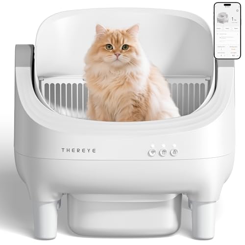 Thereye Selbstreinigende Katzentoilette mit App & Sicherheitssensor, Leises Offenes Design, Geruchsbeseitigung,Für 1,5-12,5kg Katzen,3-Fach-Klemmsschutz,Katzenklo Selbstreinigend mit 14 Tage Mülleime Thereye Selbstreinigende Katzentoilette mit App & Sicherheitssensor, Leises Offenes Design, Geruchsbeseitigung,Für 1,5-12,5kg Katzen,3-Fach-Klemmsschutz,Katzenklo Selbstreinigend mit 14 Tage Mülleime