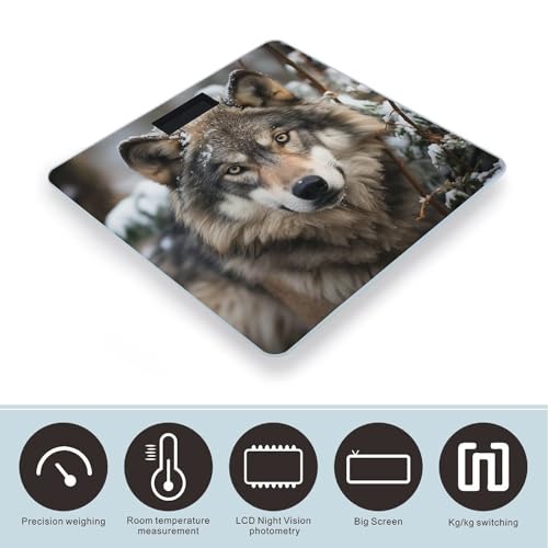 Báscula Digital para Baño Imagen Lobo en la Nieve miniatura 3