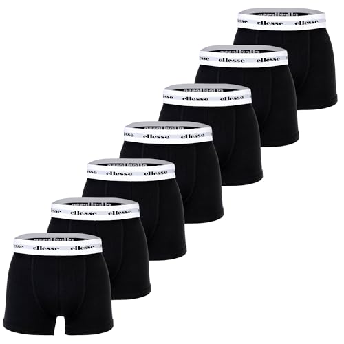 Ellesse Herren Boxer Shorts, 7er Pack - Yema 7 Pack Boxer Shorts, Logo, Cotton Stretch Schwarz M