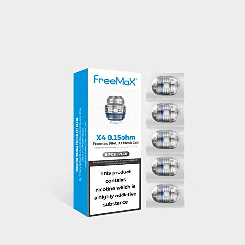 Freemax | 904L X Mesh Coils | Pack of 5 | X Series | for Fireluke 3, Fireluke 2 & Fireluke M Tanks - Contains No C₁₀H₁₄N₂ (X4-0.15 ohm)