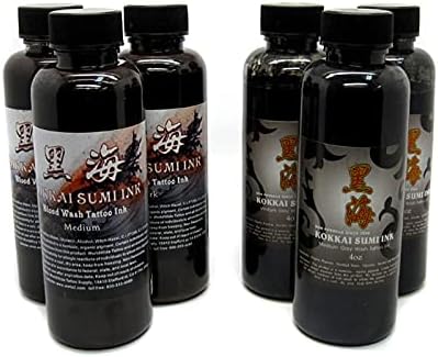 KOKKAI SUMI GREY & BLOOD WASH Shading Tattoo Ink (6-Pack Set)