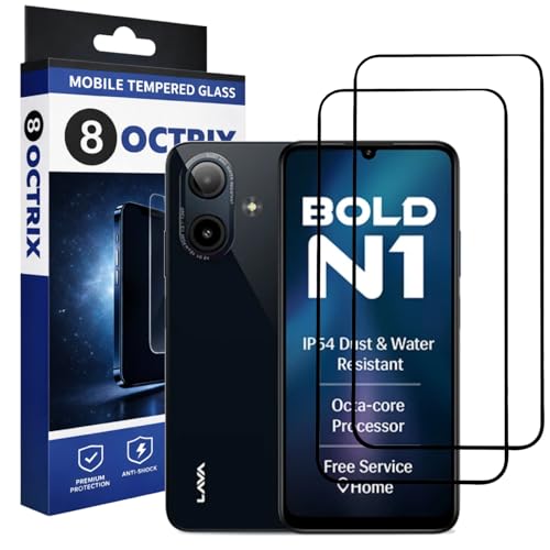Image of Military-Grade Tempered Glass Screen Protector Compatible for Lava Bold N1 with Edge to Edge Coverage - Case Friendly, Anti-Scratch & Bubble-Free Installation Kit (Pack Of 2)