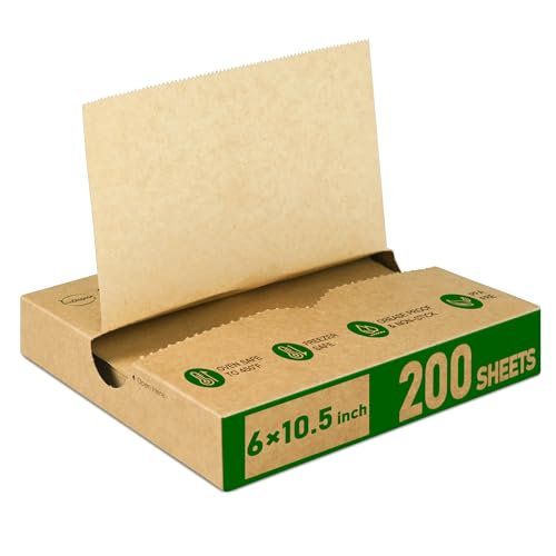 EcoDispose 6 x 10-1/2 Precut POP UP Deli Paper Sheet Pack of 200 kraft Interfolded Heavy Paper for Food Wrap and Serving