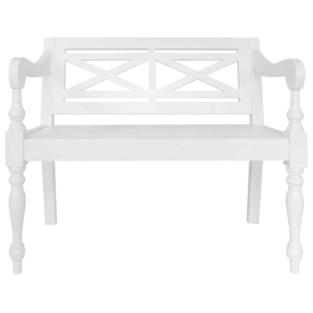 Banc de couloir scandinave en acajou blanc massif avec accoudoirs de 98 cm