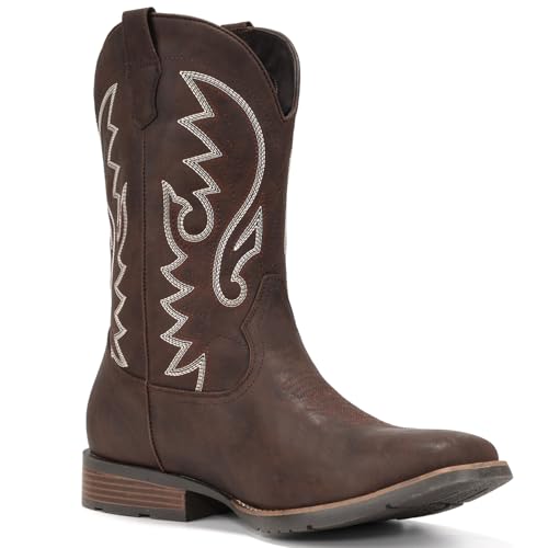 Image of IUV Cowboy Boots For Men with Wide Square Toe Western Retro Boot
