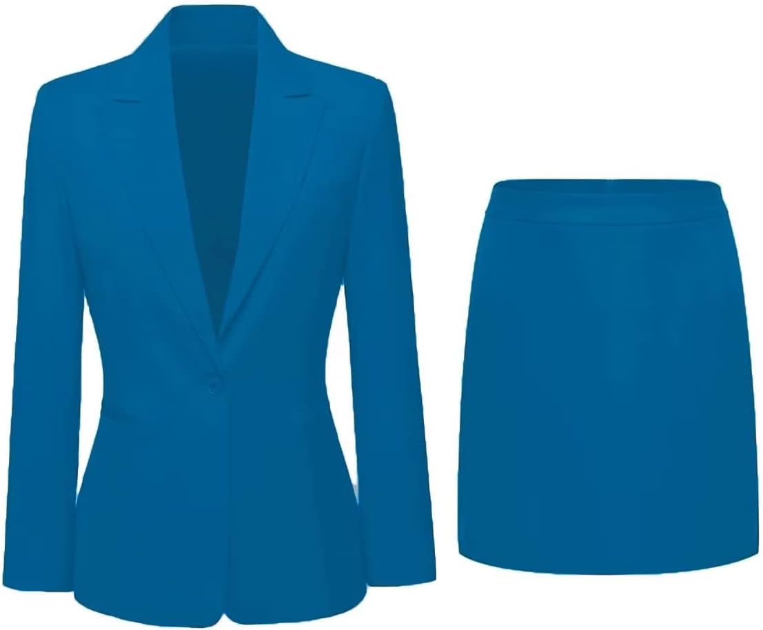 Womens 2 Piece Skirt Solid Suits Set Business Professional Attire Women Skirt Suit Set