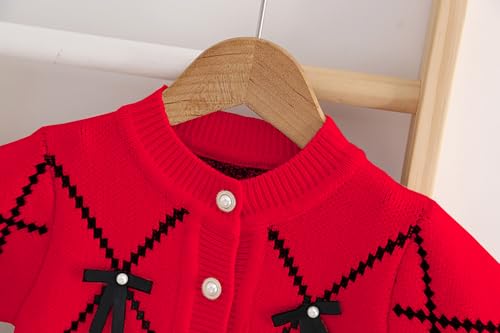 Image of Toddler Girls Cardigan Sweater Button Knit Sweater Kids Bowknot Size 2-7T