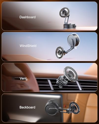 360° Magnetic MagSafe Car Phone Mount w/ Suction Cup & Vent Clip - image 2