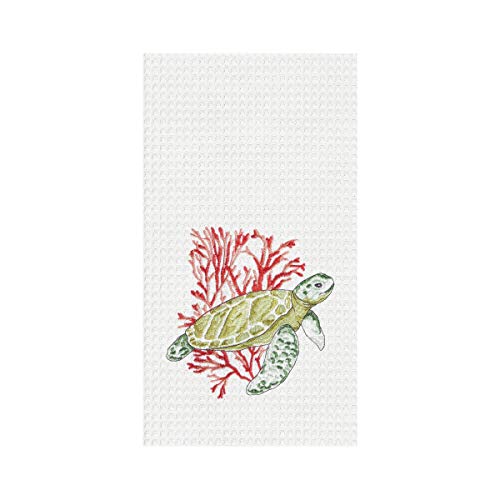 C&F Home Turtle and Coral Embroidered Waffle Weave Kitchen Towel Decor Decoration 18