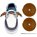 Endoto Lacet en Cuir pour Sperry Topsider Duck Chaussures, Remplacement Leather Lacets Laces pour Bottes(Brun Doré, Taille: 45 Pouces)