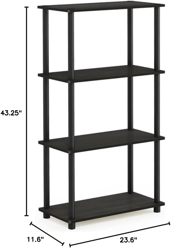 Furinno 4-Tier Multipurpose Shelf Display Rack and FURINNO 3-Tier Adjustable Shelf Bookcase Bundle image 4