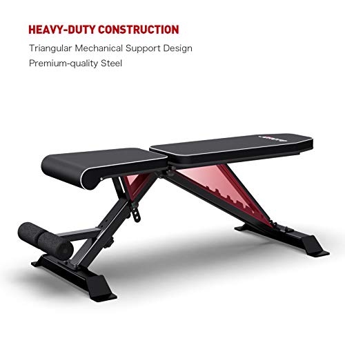 JOROTO Adjustable Weight Bench Strength Training Incline Decline Bench Full Body Workout Bench 8 Adjustable Angles Exercise Bench for Home Gym
