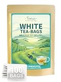 TeeLux Weißer Tee Beutel 100 Stück, Vegan, Rein Natürlicher Weißer Tee, Reich an Antioxidantien, Biologisch Abbaubare Teebeutel