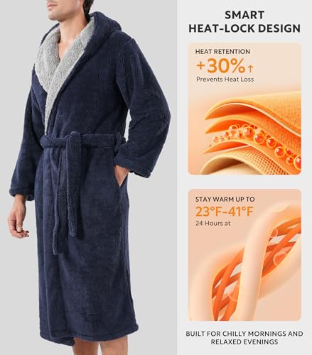 Image of DAVID ARCHY Men's Soft Fleece Plush Robe Full Length Long Bathrobe