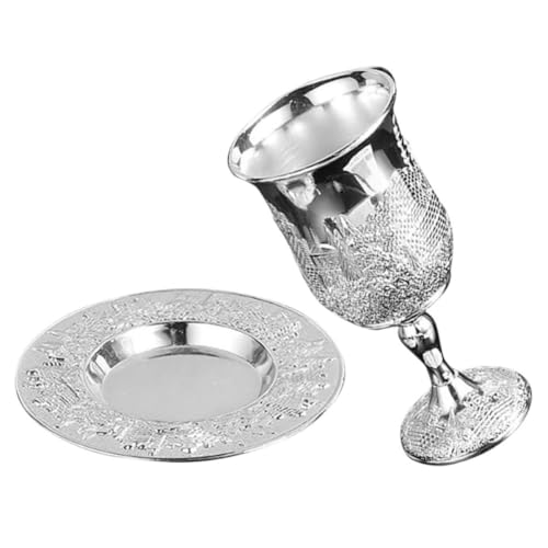 Copas de vino para Shabbat ceremonial de pascua con plato protector 2