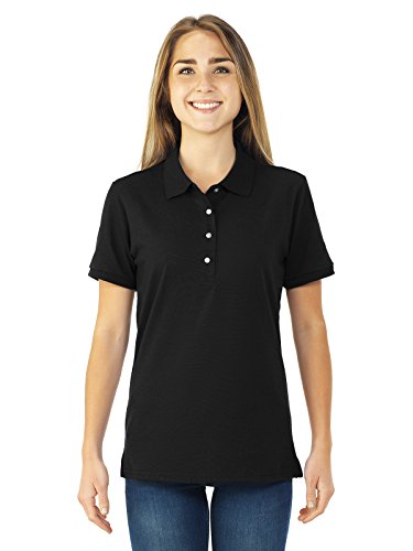 Jerzees womens 5.6 oz. 50/50 Jersey Polo with SpotShield(437W)-BLACK-L