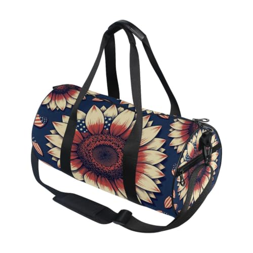 Bolsa de lona para viajes y deportes unisex con divertido diseño de girasol