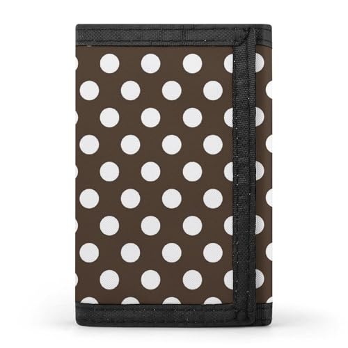 Dark Brown Polka Dot Print (a) Wallet for Men, 8 Credit Card Holder Slim Minimalist Front Pocket Small Mens Bifold Wallets