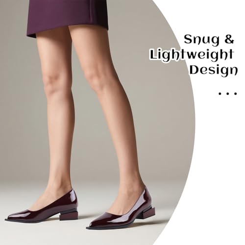 Image of LingxiaUne Dress Shoes for Women, Comfortable Dressy Flats, Womens Chunky Heel Pumps with Arch Support and Pointed Toe