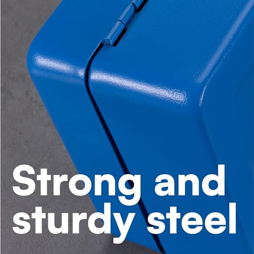 Image of H&S Lockable Cash Box with Key - Black Cash Box in Small with 2 Keys - for Notes with Coin Compartment for Money Storage - Money Box Cash Box with Lock - Blue