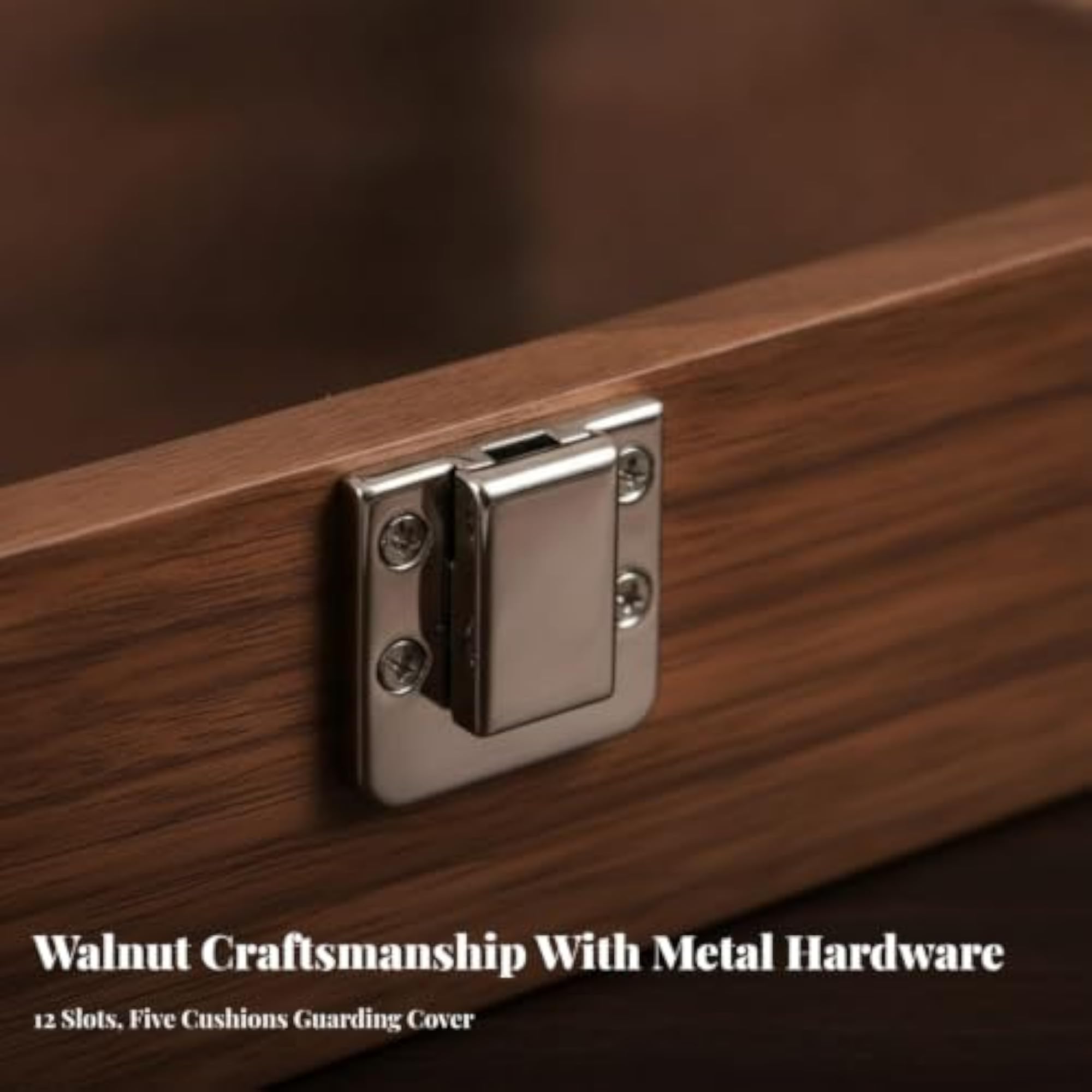 Walnut Wood-Grain 12-Slot Watch Display Case, Stylish Safekeeping