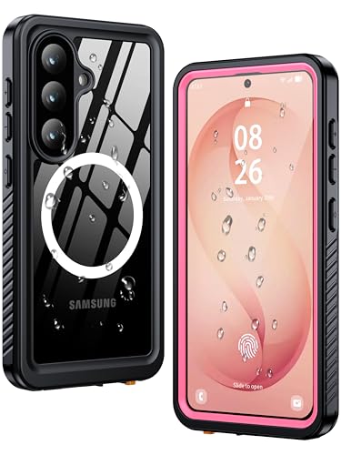 Image of ANTSHARE for Samsung Galaxy S26 Case Waterproof, Built-in Lens & Screen Protector, [Compatible with MagSafe] Shockproof Dropproof Dustproof Full Body Phone Case for S26 6.3 inch-Pink /Clear