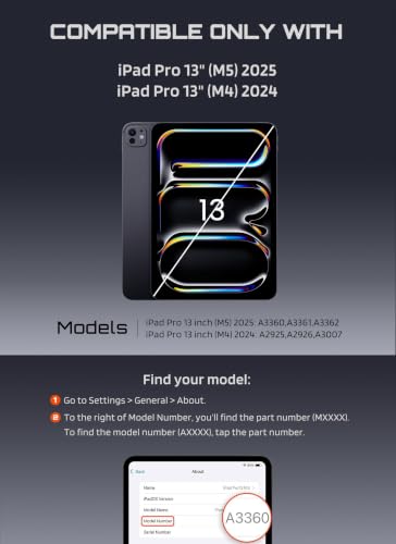 Image of SUPCASE for iPad Pro 13 Inch Case (M5 /M4) 2025 /2024 with Pencil Holder, [Adjustable Stand] [Detachable Back Cover] [Auto Wake /Sleep] Rugged Magnetic Protective Case with 6 Viewing Angles, Black