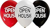 Party Zone Set of 16pcs Open House Balloons, Open House Balloon Signage, Real Estate Agent’s Balloons, Realtor’s Event Balloons – 12” latex – 2 Sided Print for Real Estate Signs and Balloons Décor