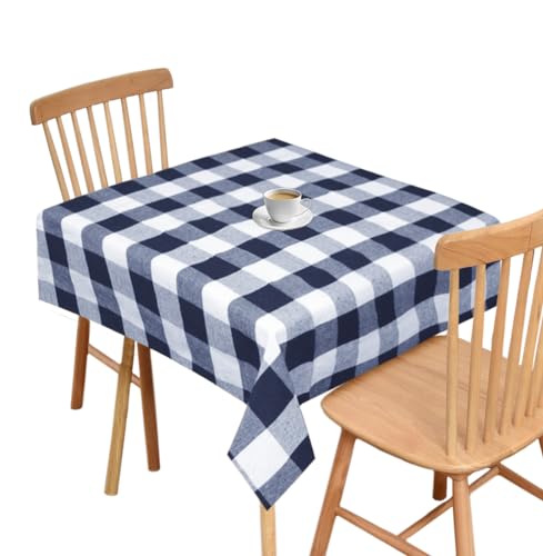 Image of Oasis Hometex Cotton Woven 2 Seater(40x40 Inch) Table Cloth - Navy Checks (Pack of 1)