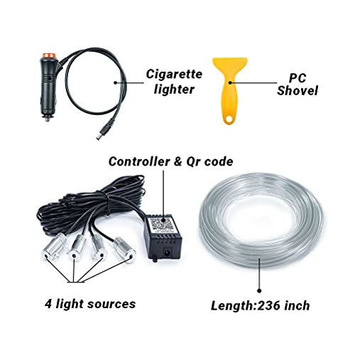 Car Interior Led Strip Light Multicolor 16 Million Colors - Ambiant Lighting For Car 4 In 1 Car Strip Light 19.6Ft Fiber Optic Led Lights For Car Sound Active Function Wireless App Control #TOP5