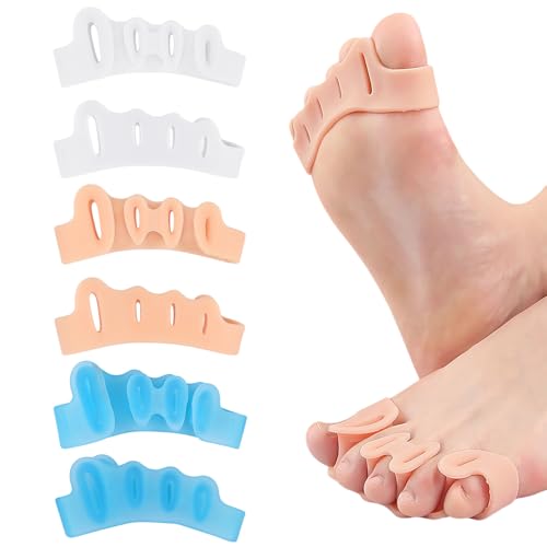 Xynovate 3 Par de Separador Dedos, Corrector de Dedos, Corrector de Juanetes, Relajar y Estirar los Dedos, Alivio y Salud Podal(Talla única)