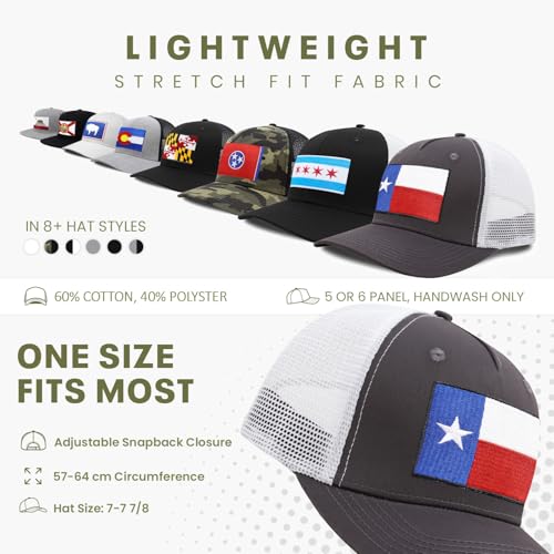 Image of International Tie State Hat for Men and Women, Adjustable Snapback Trucker Baseball Cap with Embroidered Patch