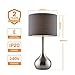 National Lighting Modern Table Lamp - 3-Stage Dimmer Touch Lamp for Desk - Bedside Reading Lamps for Bedroom - Satin Nickel Effect & Dark Grey Cotton - 40W 240V Incandescent E14 Candle (Not Included)