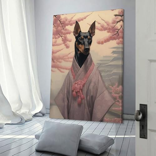 Toile Doberman Geisha pour briser la monotonie des murs blancs de salon 30x45