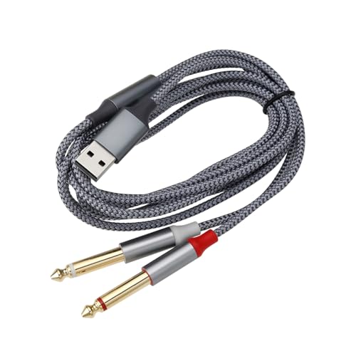 Cable USB A a Dual Jack 6.35 mm Audio Auxiliar miniatura 1